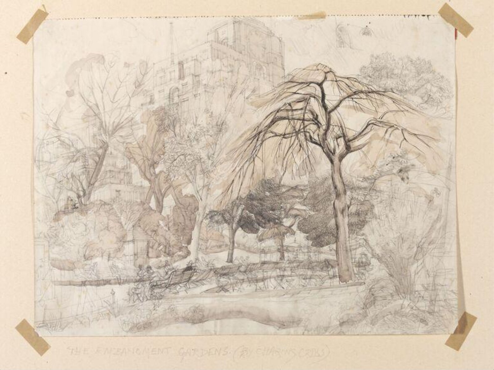 A park (Embankment gardens?), Phyllis E. Ginger, ca. 1940