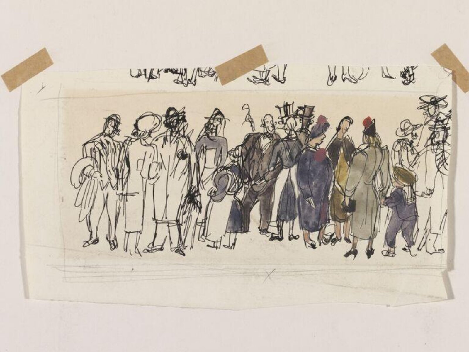 Sketch of standing figures, Phyllis E. Ginger, ca. 1940-1960