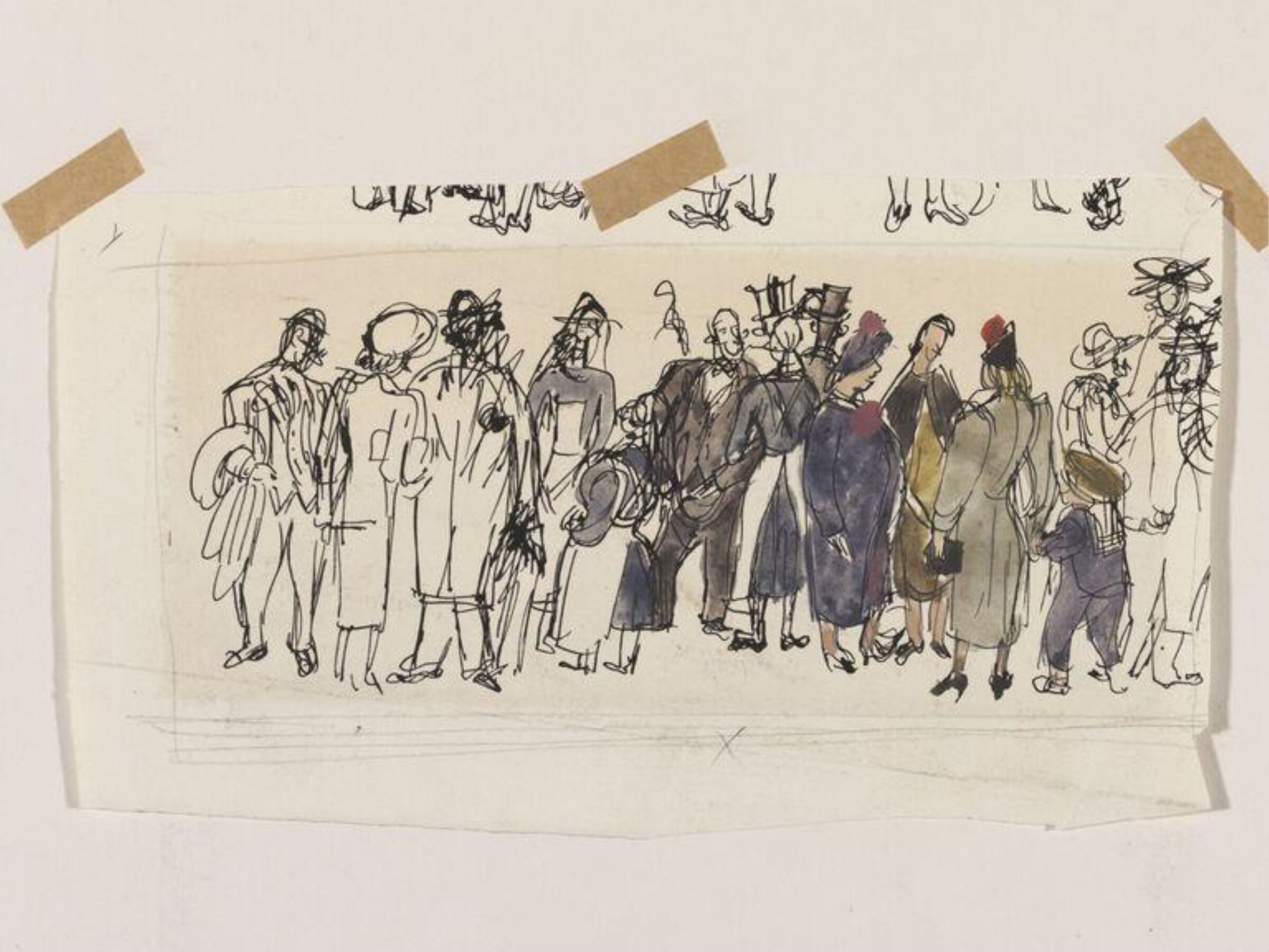 Sketch of standing figures, Phyllis E. Ginger, ca. 1940-1960