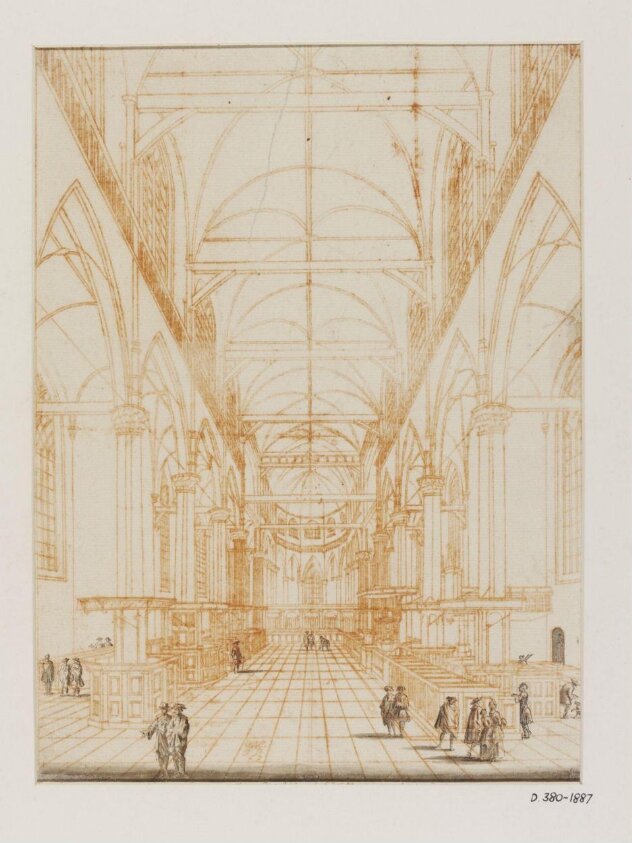 View of the interior of the Oude Kerk at Amsterdam, looking east towards the choir (18th century) by Jan Goeree