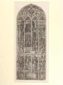Design for a stained-glass window in the St Jacobskerk, the Hague, with the Judgement of Solomon (I Kings 3:16–28) and possibly the Parable of the Unmerciful Servant (Matthew 18:23–35),   thumbnail 1