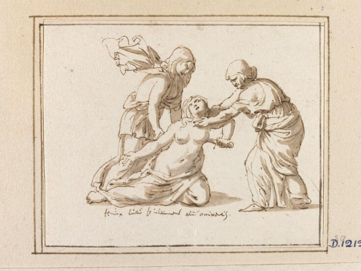 The death of Lucretia, supported by two female figures: motif from a relief with funeral scenes top image
