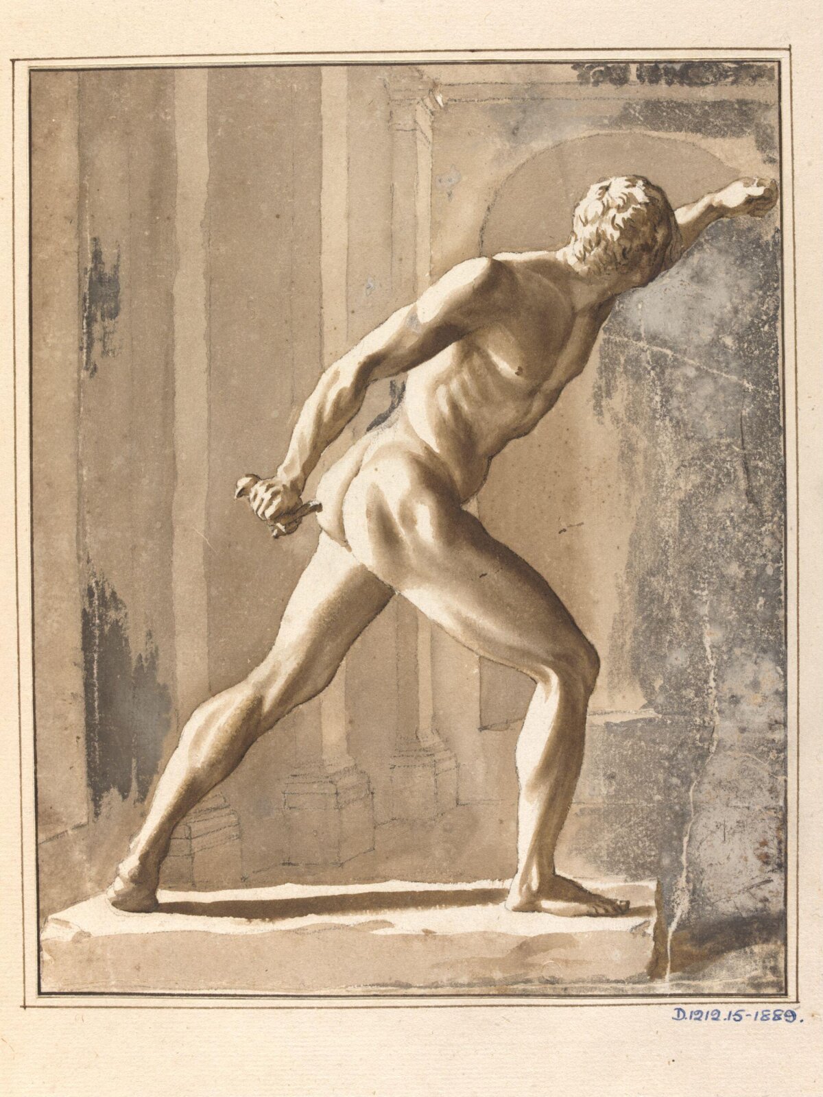 Striding Gladiator in an Interior, Jan de Bisschop, 1628-1671