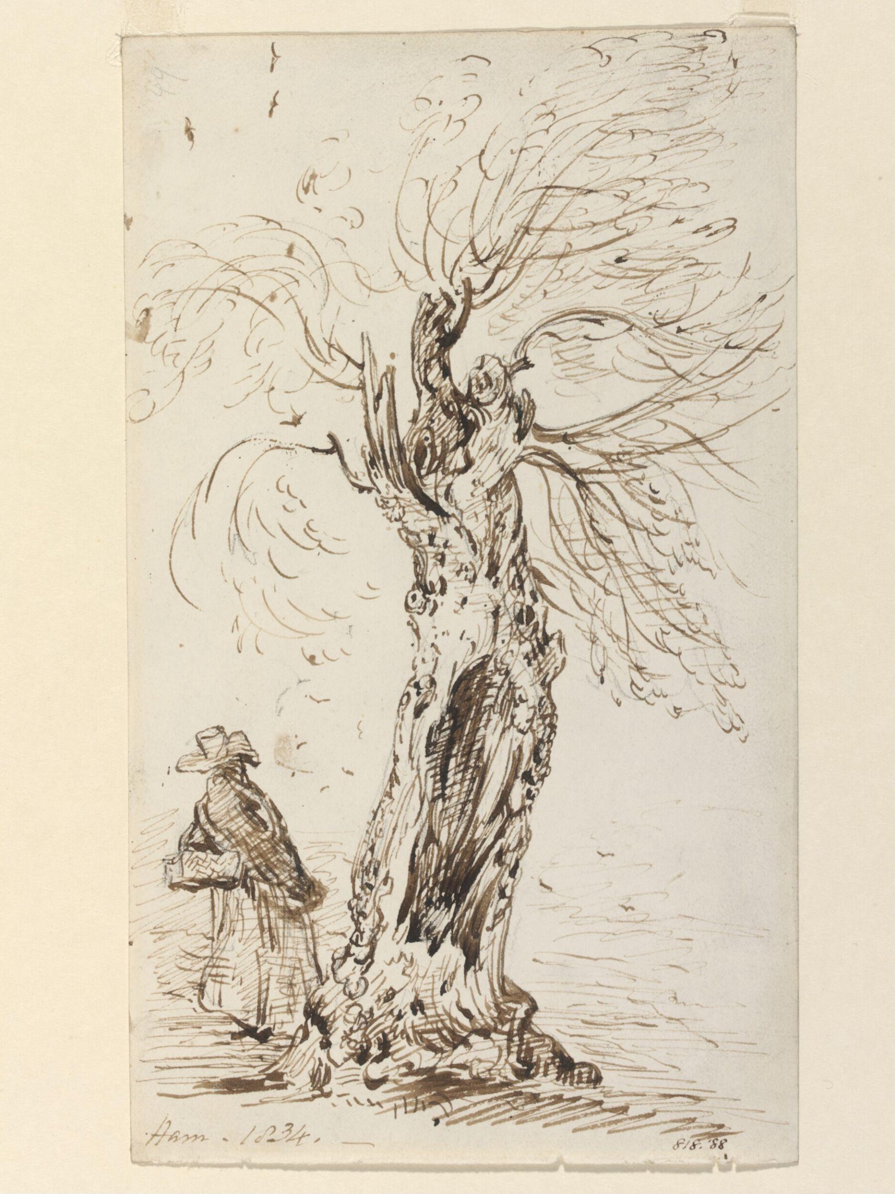 A woman by an old willow tree at Ham, Surrey, John Constable, August or September 1834