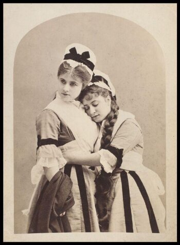  Alice Dunning Lingard and Harriet Sarah Dunning as Henriette and Louise in <i>The Two Orphans</i>