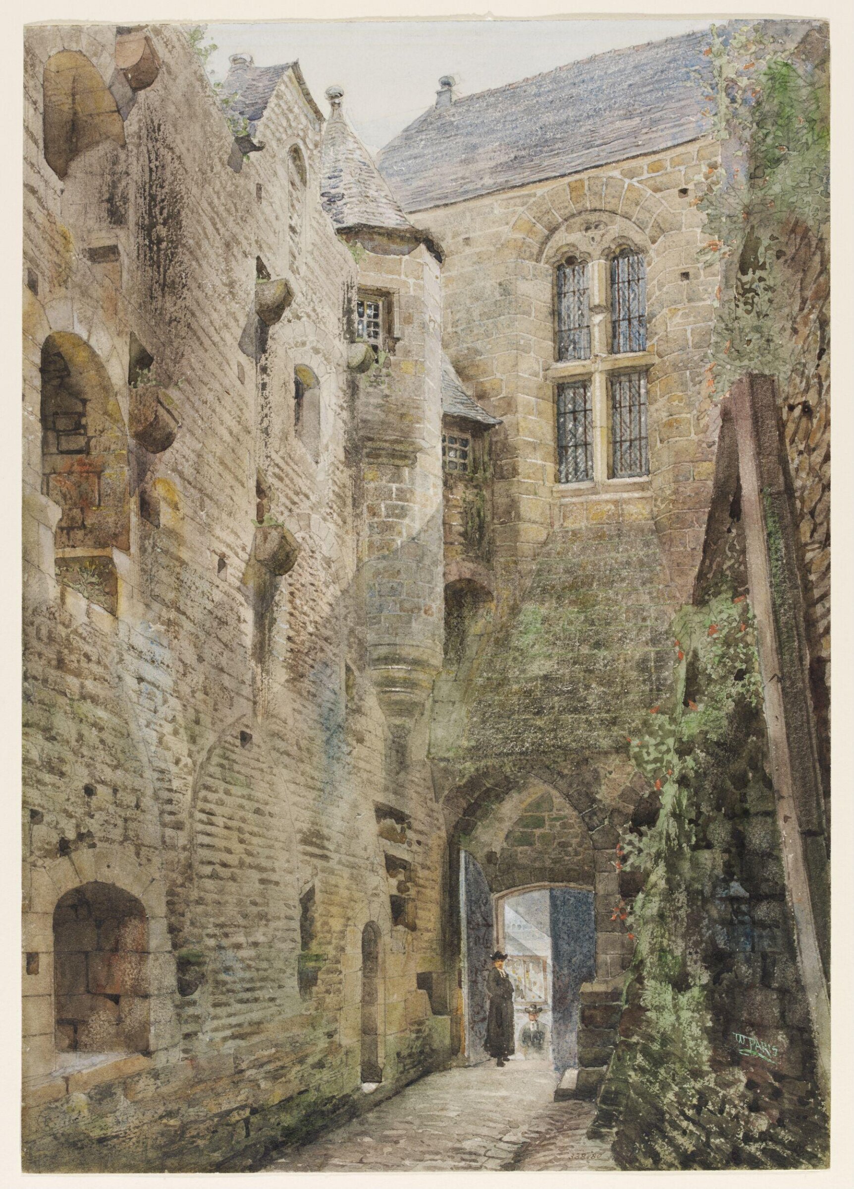 Court in the Abbey of Mont St. Michel, Normandy, Walter Paris, late 19th century
