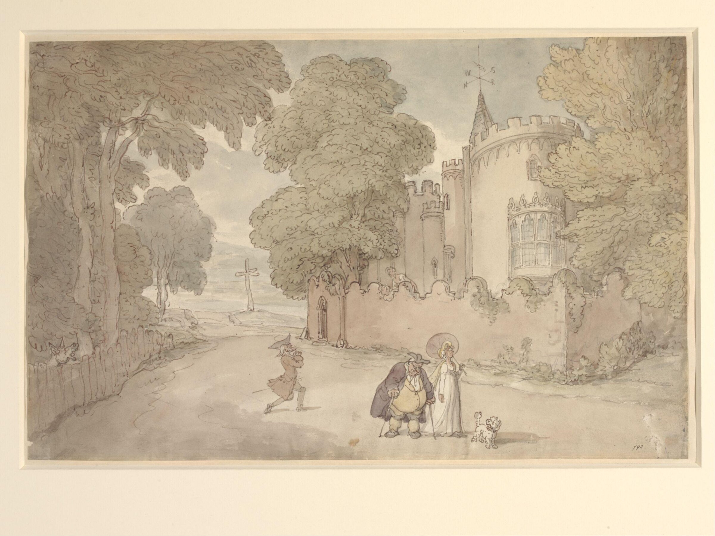 Exterior of Strawberry Hill, Thomas Rowlandson, late 18th century - early 19th century