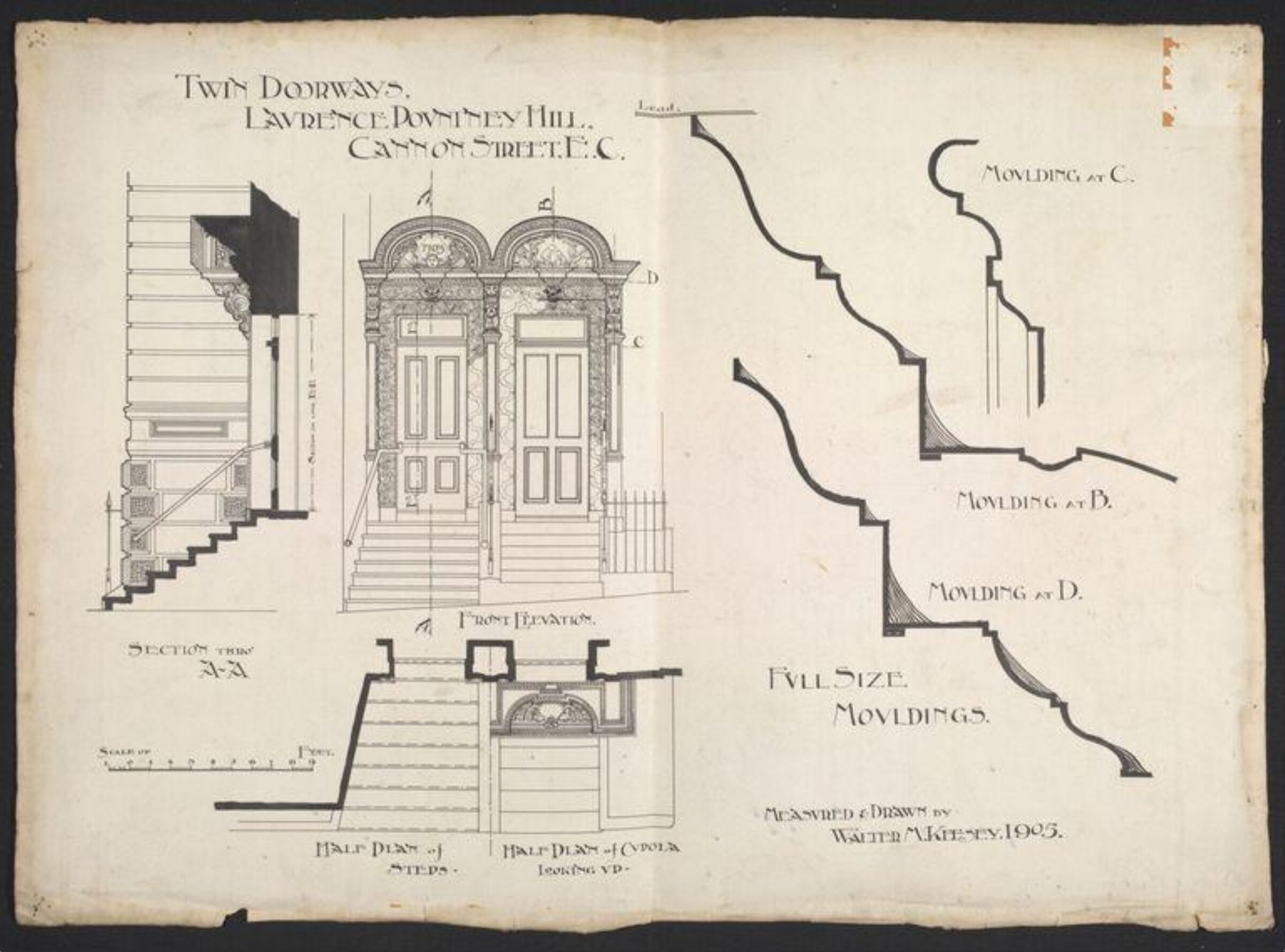 Twin Doorways, Laurence Pountney Hill, Canon Street, E.C., Walter Monckton Keesey, 1905