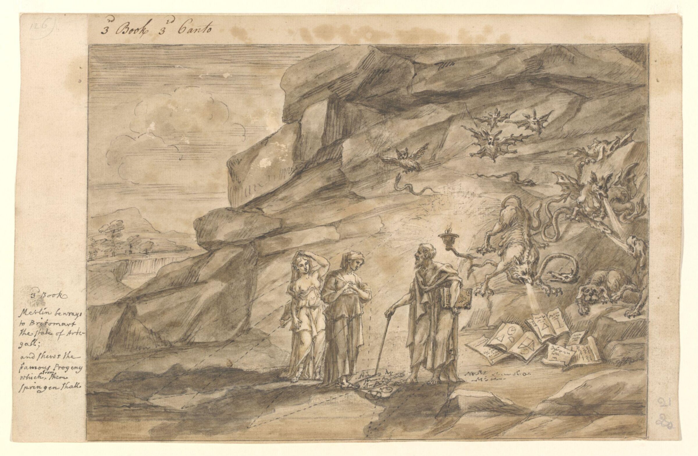 Britomart with her Nurse consulting Merlin, William Kent, ca. 1730s-1740s
