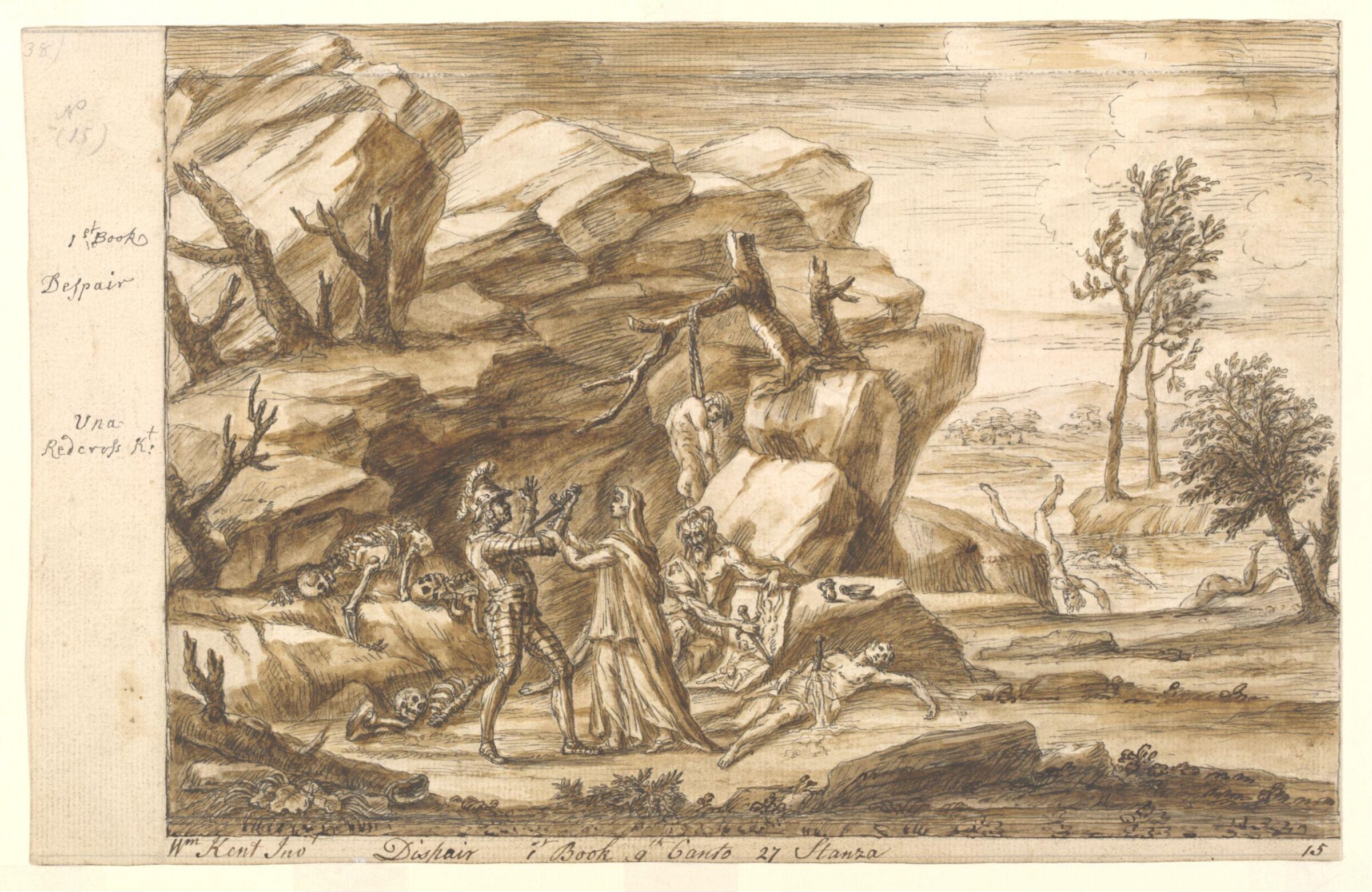 The Redcross Knight over ruled by Dispair but timely saved by Una, William Kent, ca. 1730s-1740s