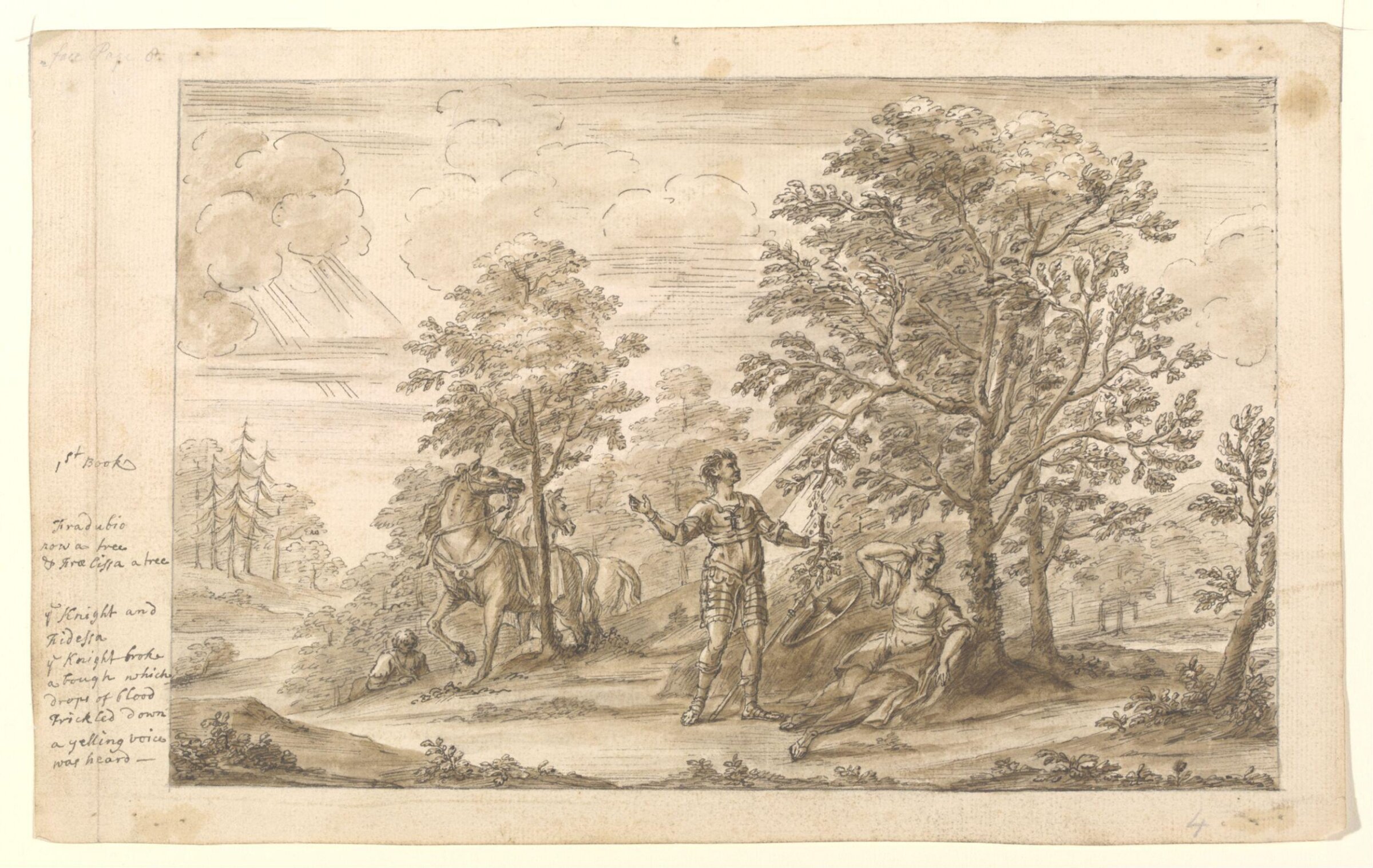 The Redcross Knight and Duessa retire under two Enchanted Trees., William Kent, ca. 1730s-1740s