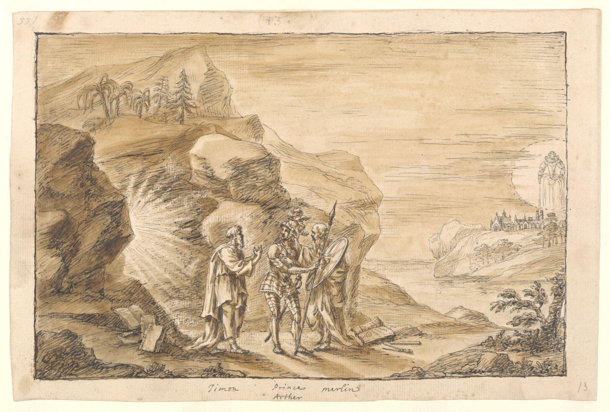 Prince Arthur educated by Timon and Merlin, William Kent, ca. 1730s-1740s
