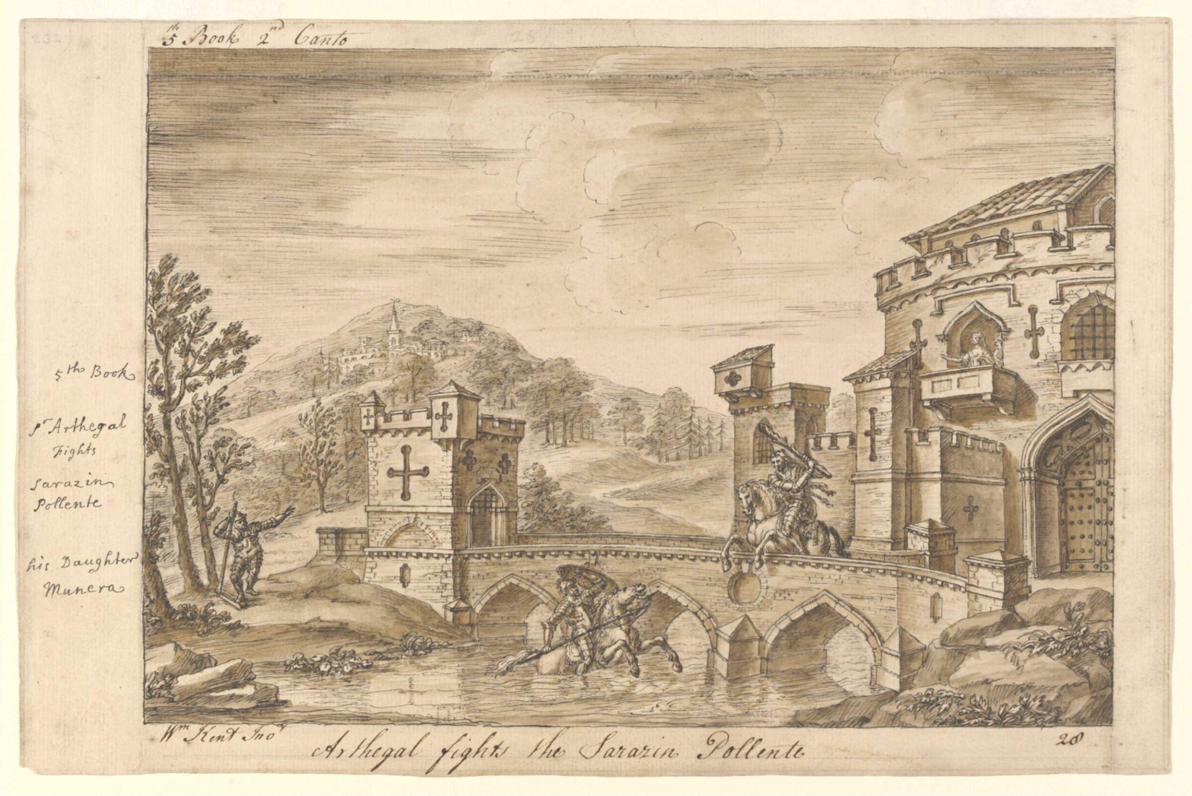 Arthegal fights the Sarazin Polente, William Kent, ca. 1730s-1740s