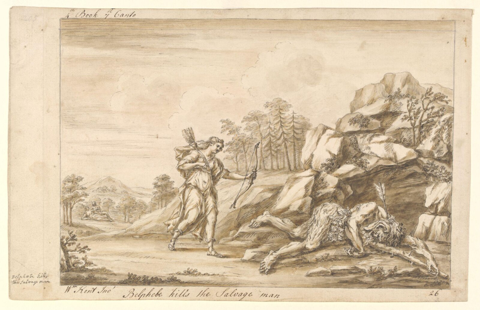 Belphebe kills the Salvage Man, William Kent, ca. 1730s-1740s