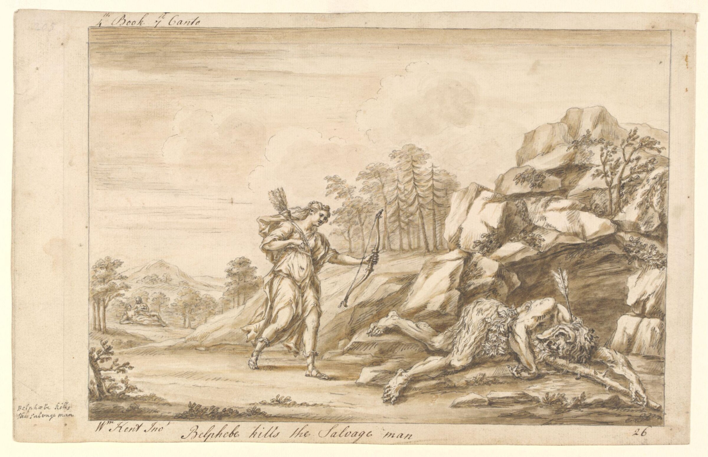 Belphebe kills the Salvage Man, William Kent, ca. 1730s-1740s