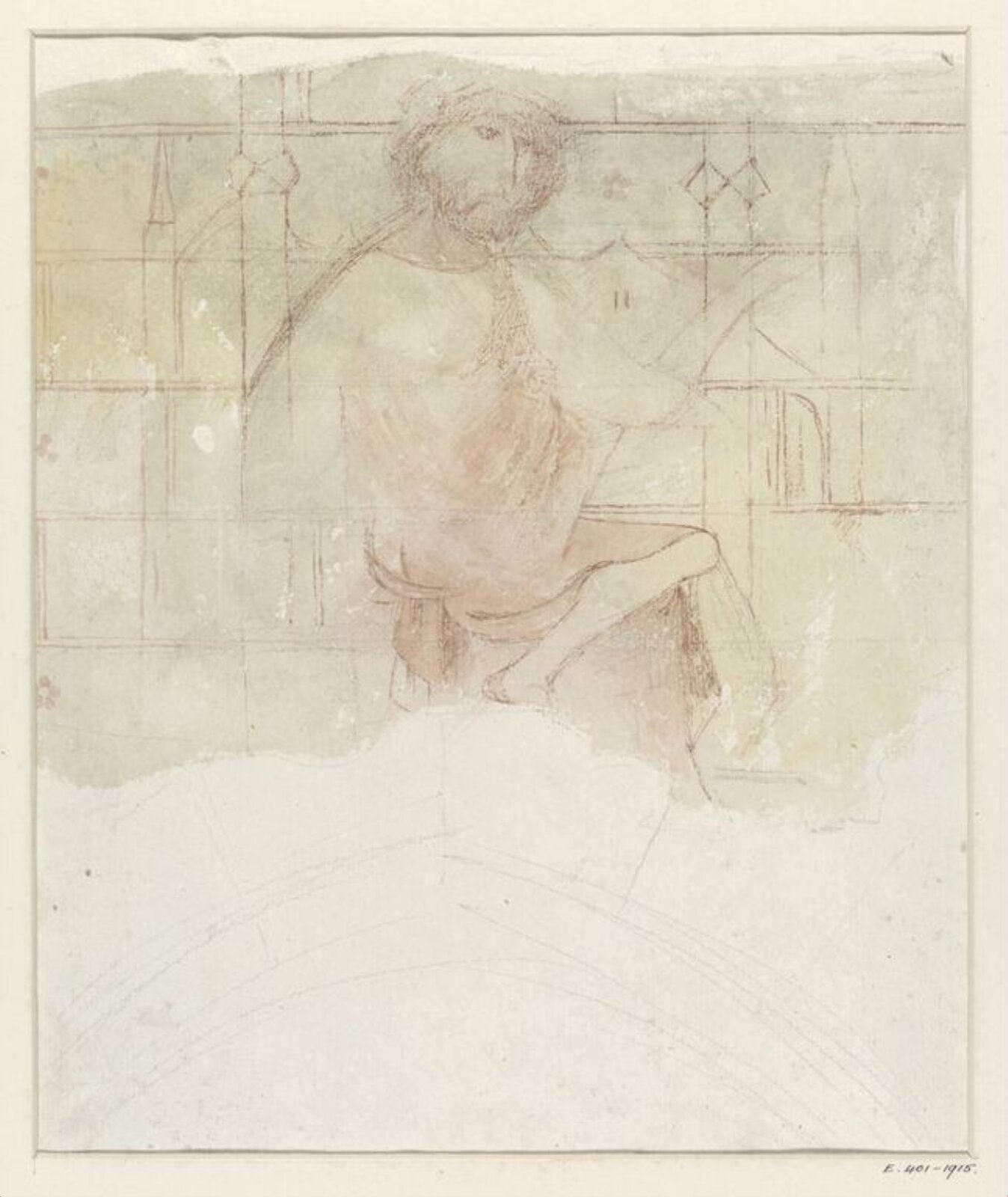 Watercolour drawing, Ernest William Tristram, c.1900s