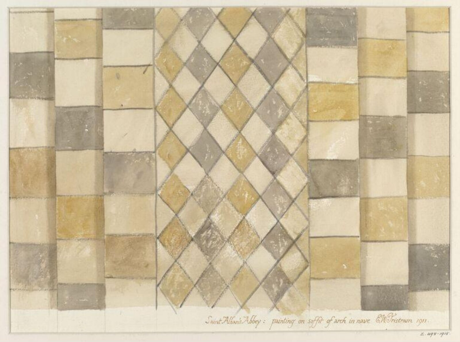 Watercolour drawing, Ernest William Tristram, 1911