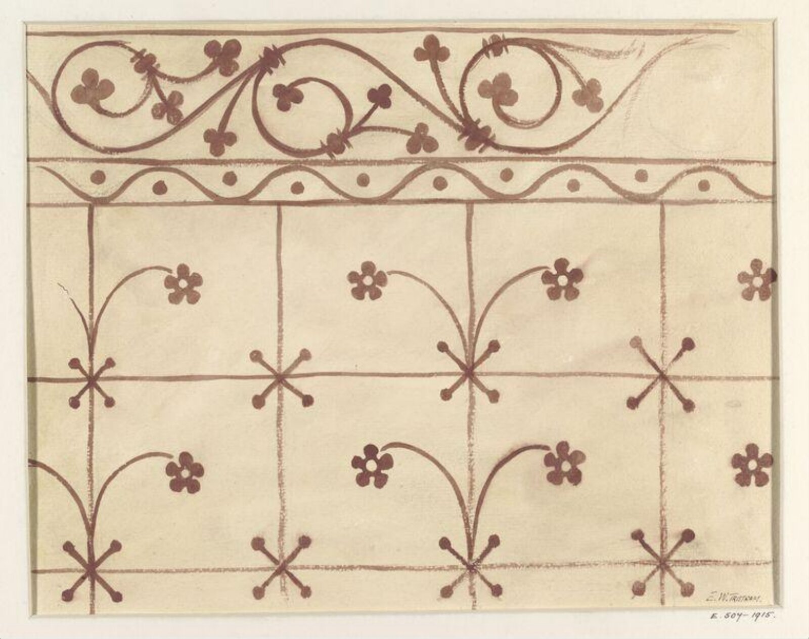 Watercolour drawing, Ernest William Tristram, c.1900s
