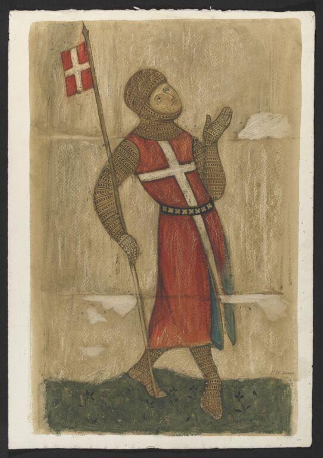Watercolour drawing, Ernest William Tristram, 1907-09