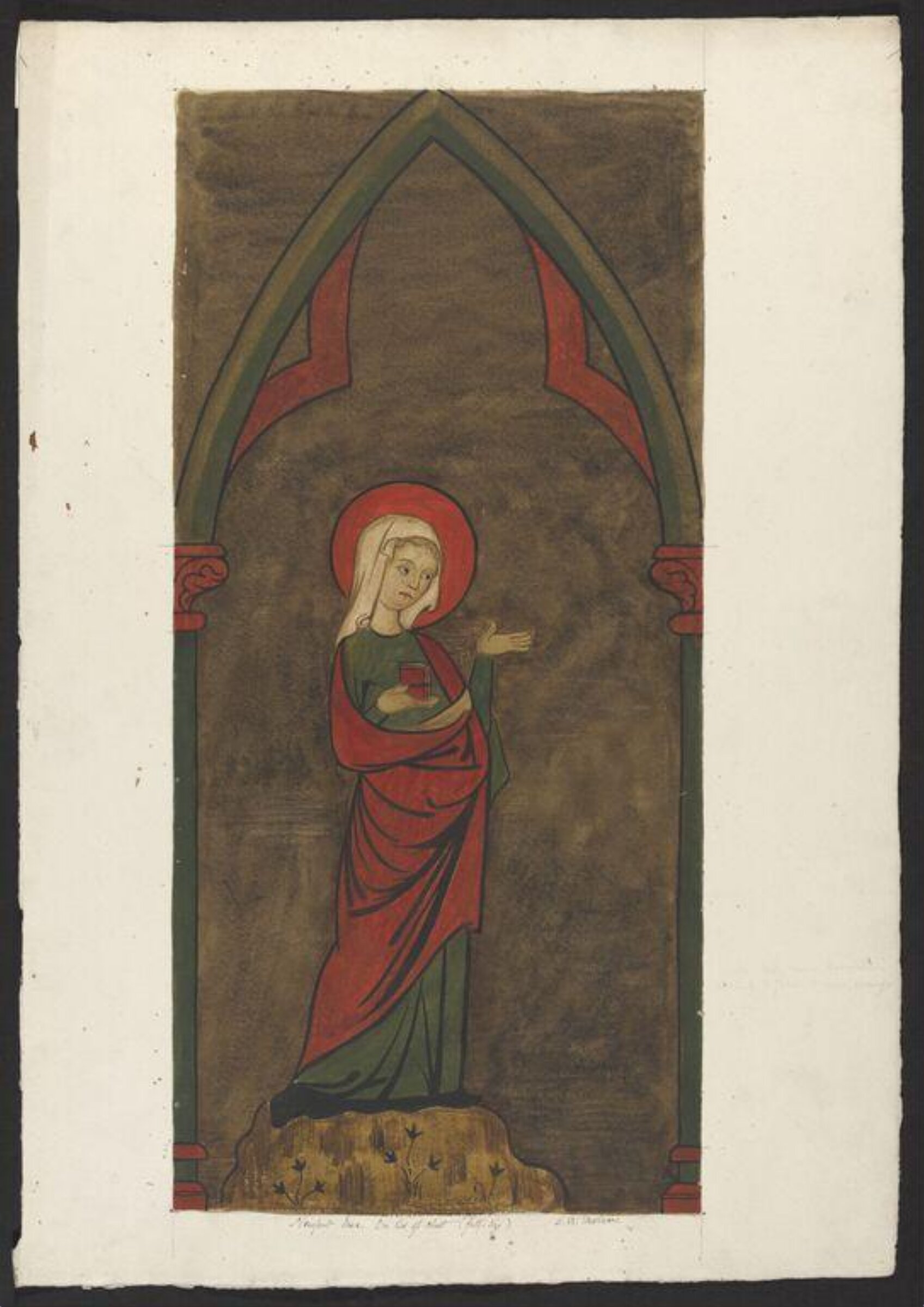 The Crucifixon, flanked by the Virgin Mary and St. John, Ernest William Tristram, ок. XX века