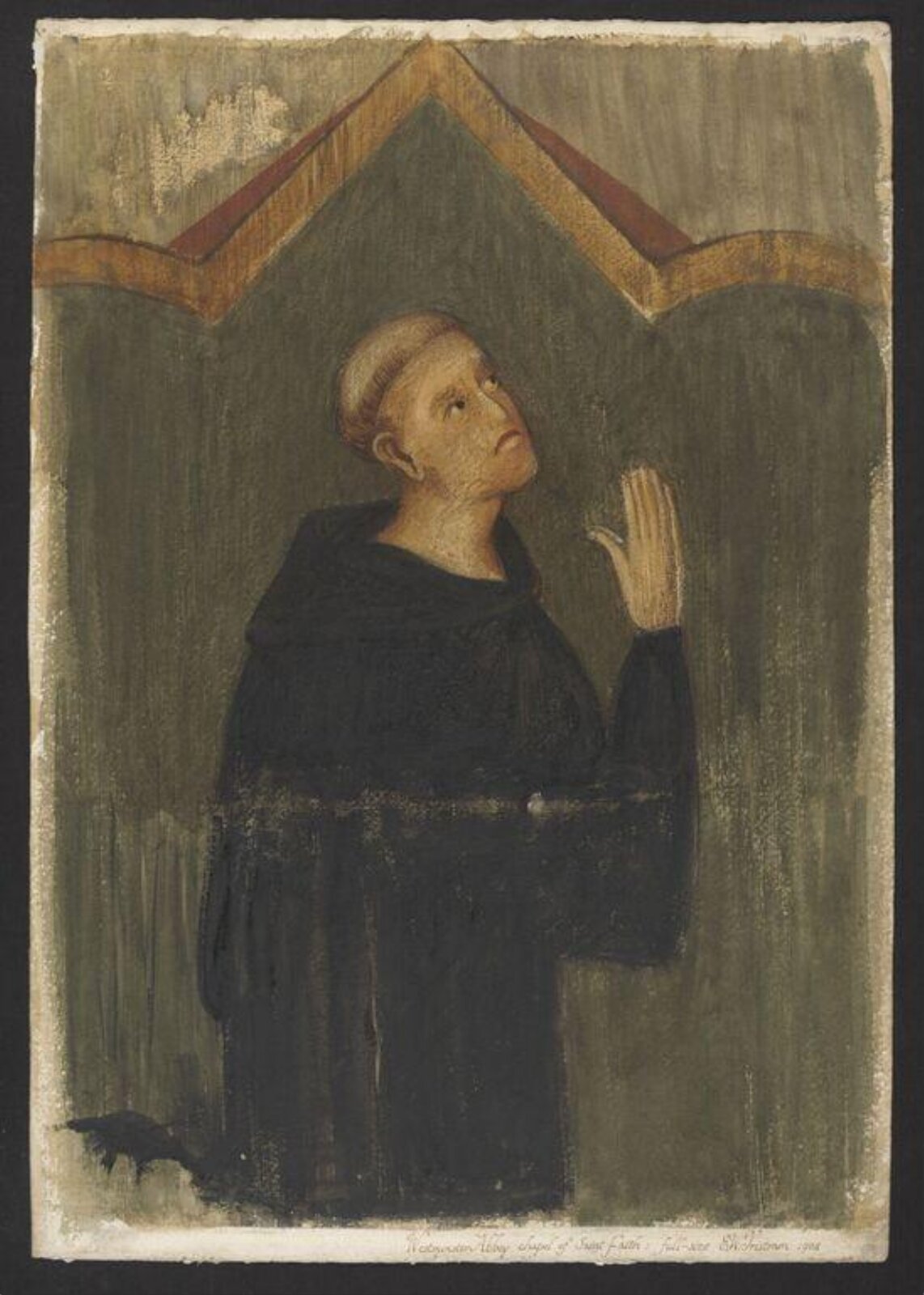 Watercolour drawing, Ernest William Tristram, 1908