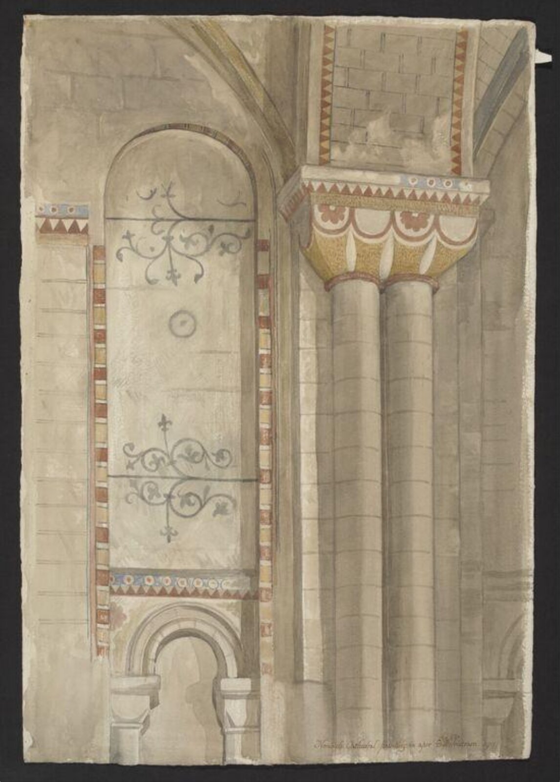 Watercolour drawing, Ernest William Tristram, 1911