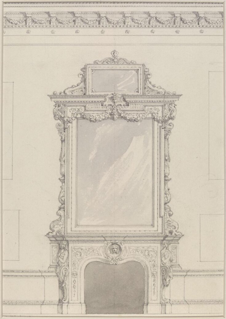 Design for chimney-piece, with mirror above top image