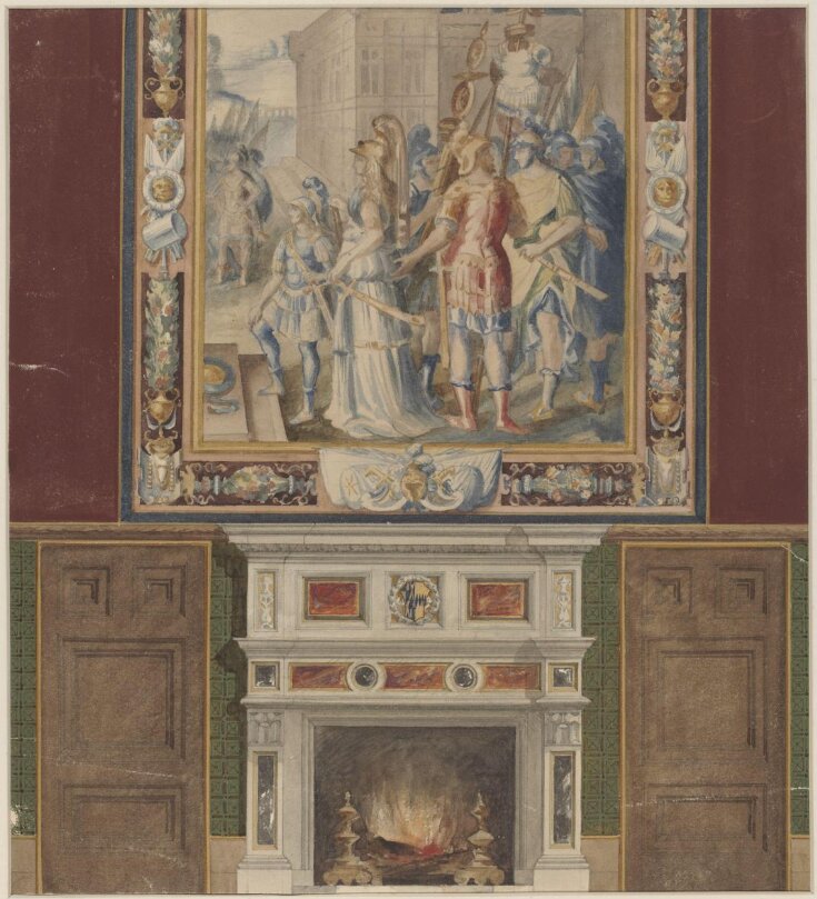 Designs for chimney-piece, with decorative panel above top image