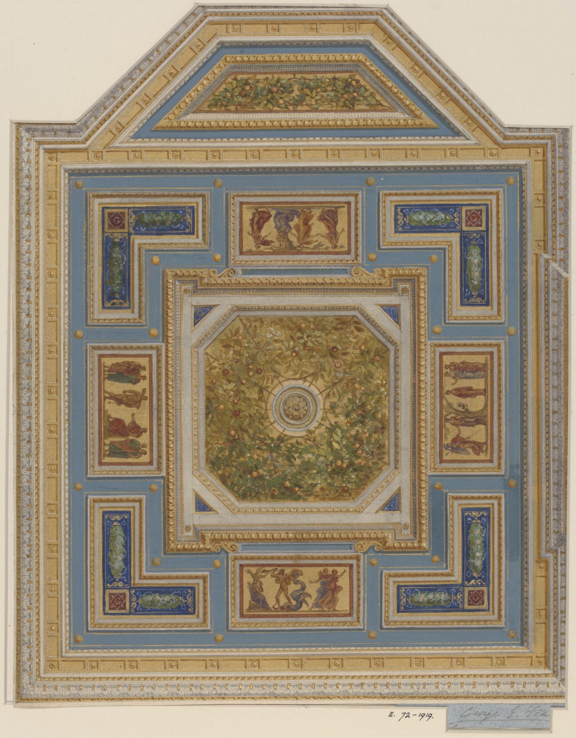 Designs for ceilings at 5, Grosvenor Place, for the Duke of Westminster, George Edward Fox, 1870