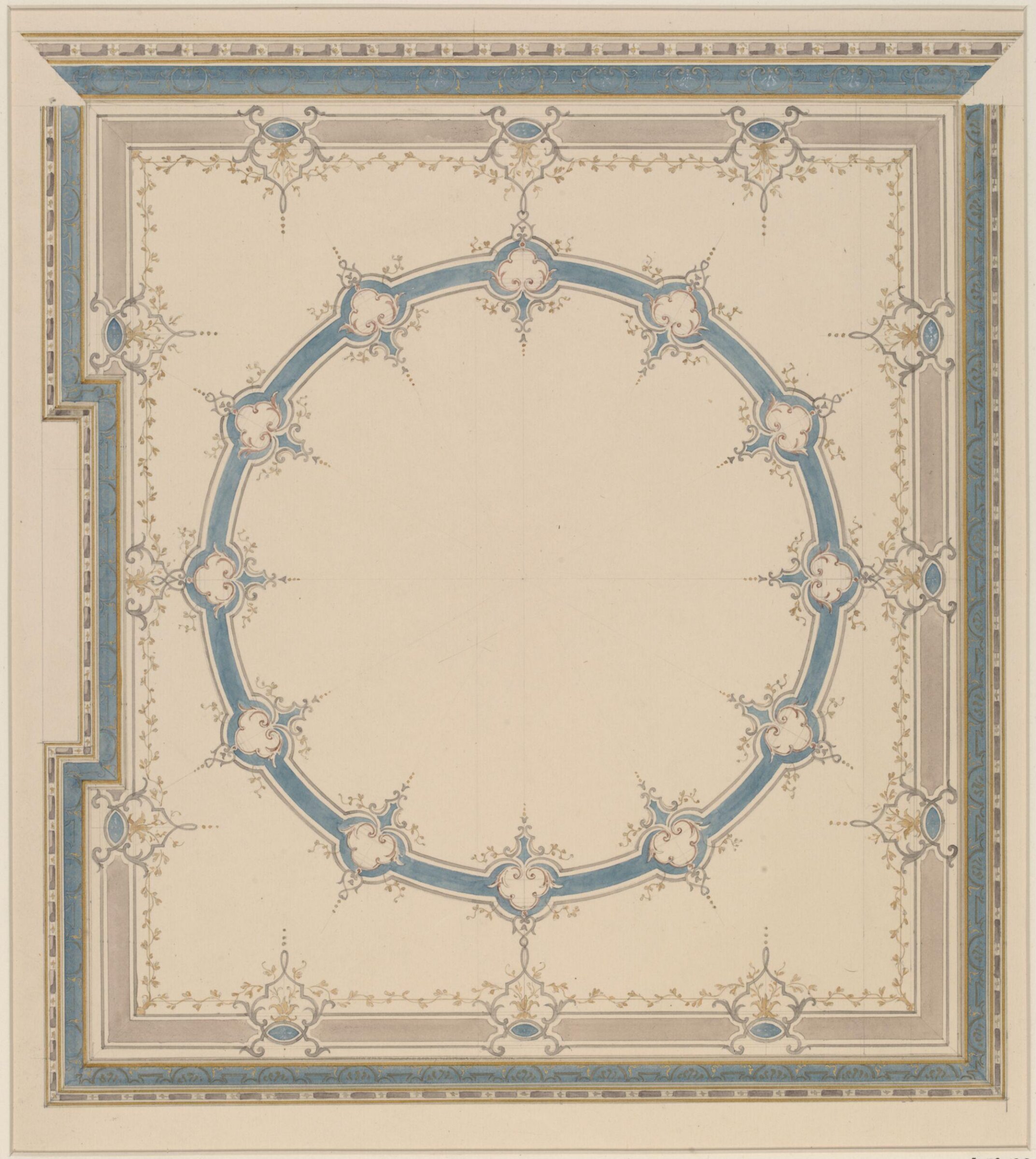 Design for bedroom ceiling at Canford Manor, George Edward Fox, 1833-1908