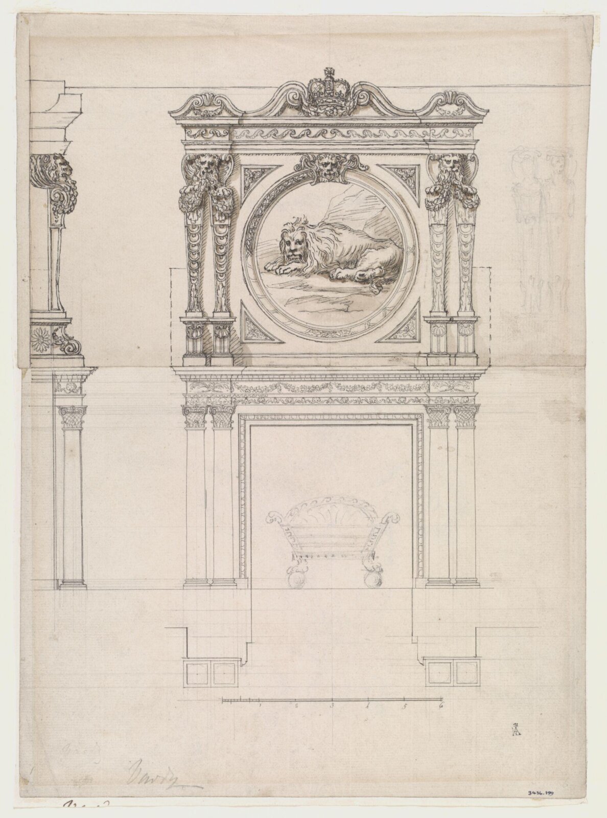 Drawing, William Kent, 1733-1736
