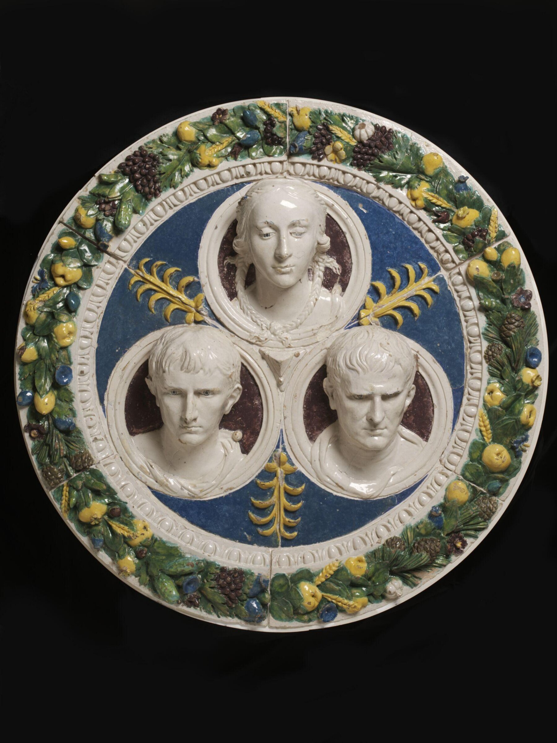 Roundel depicting Julia (?) Augustus & Agrippa, workshop of Giovanni della Robbia, ca. 1520 - ca. 1525