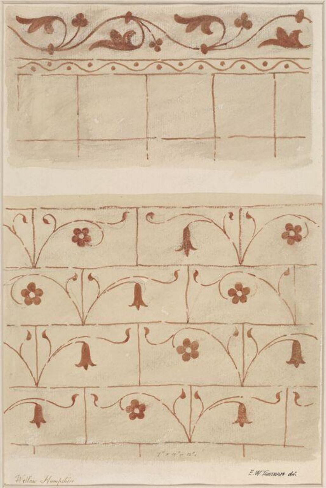 Watercolour drawing, Ernest William Tristram, c.1920