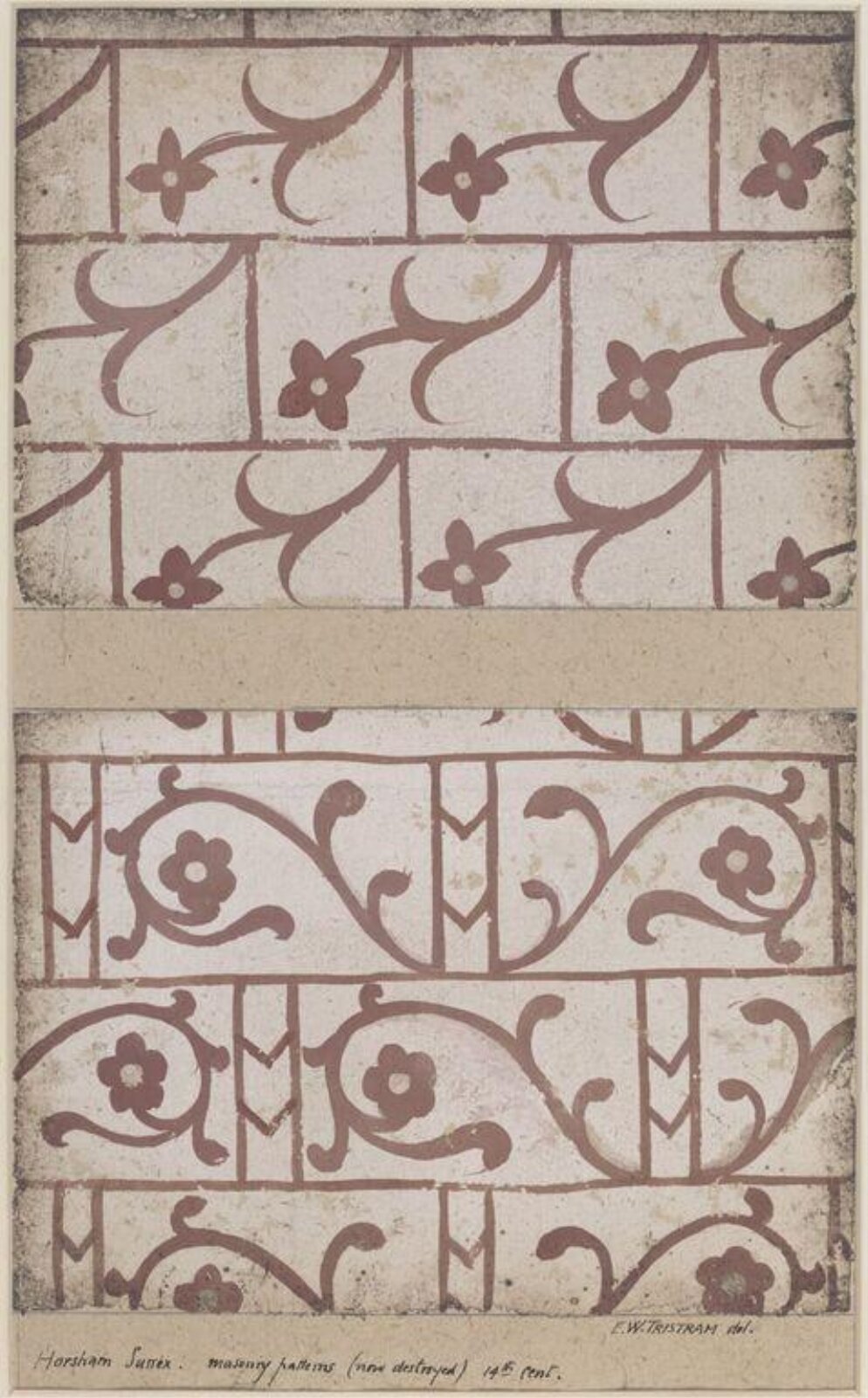 Watercolour drawing, Ernest William Tristram, c.1920