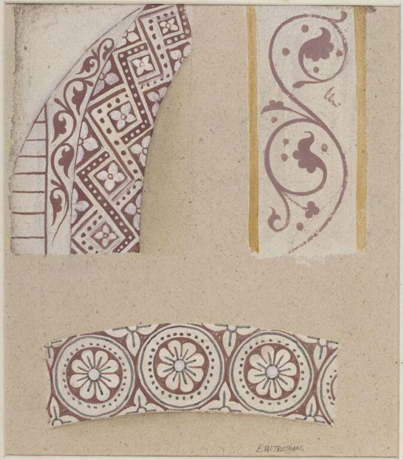 Watercolour drawing, Ernest William Tristram, 1910