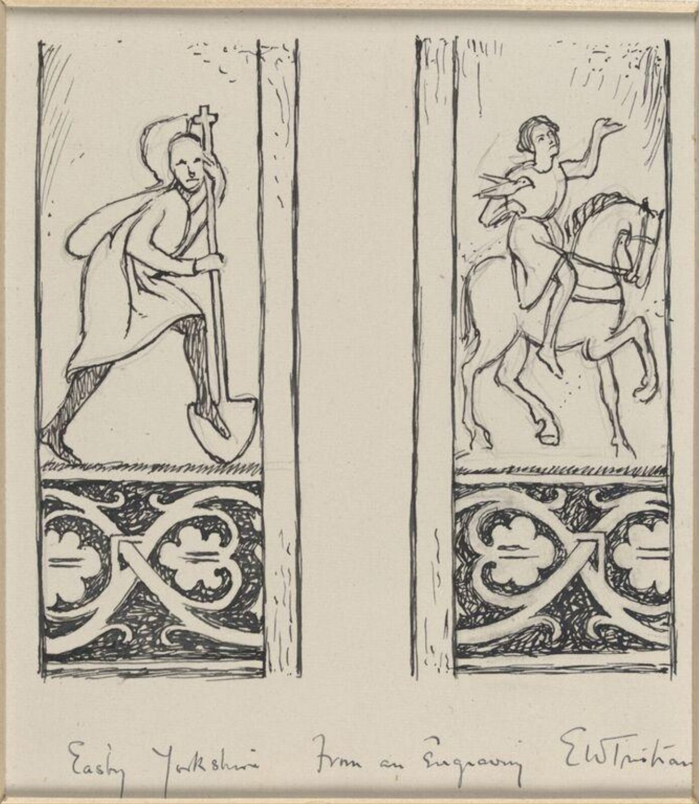 Drawing, Ernest William Tristram, early 20th century