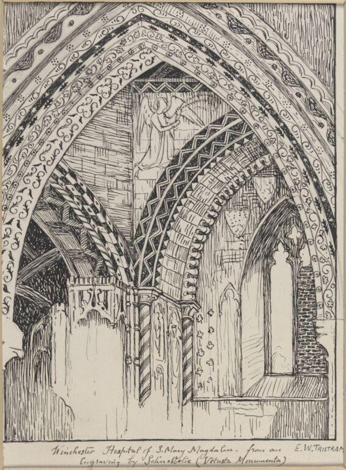 Drawing, Ernest William Tristram, early 20th century