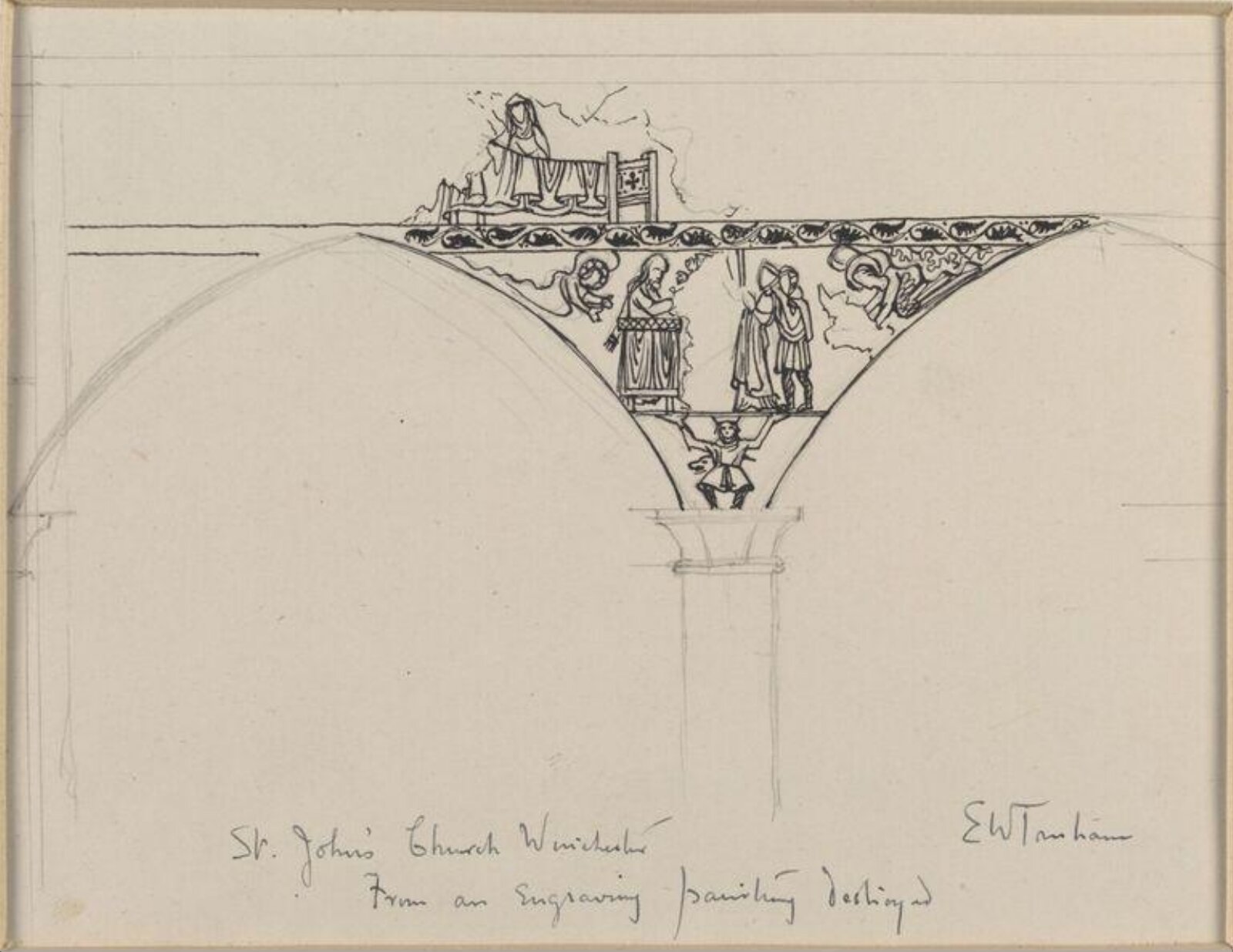 Drawing, Ernest William Tristram, early 20th century