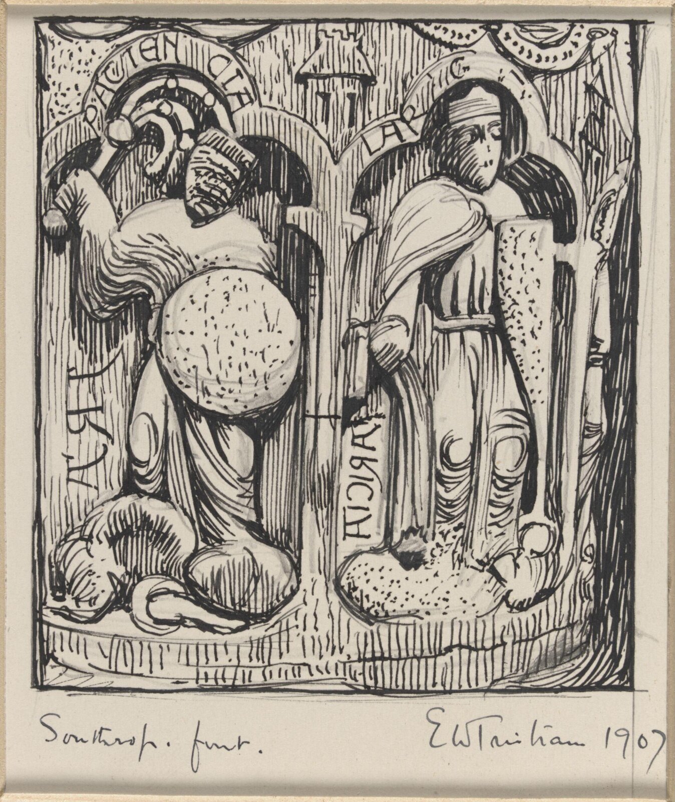 Drawing, Ernest William Tristram, 1907