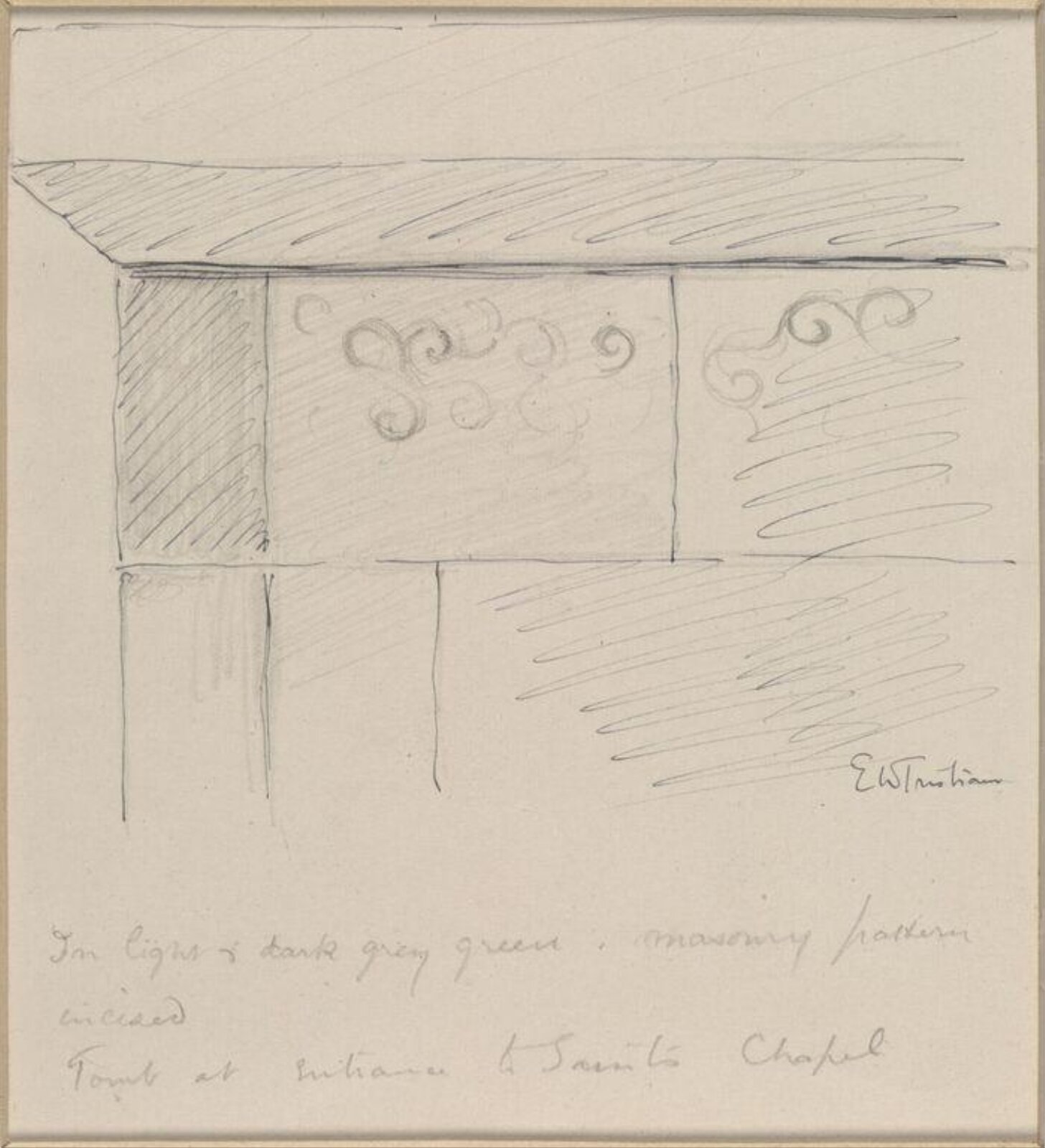 Drawing, Ernest William Tristram, early 20th century