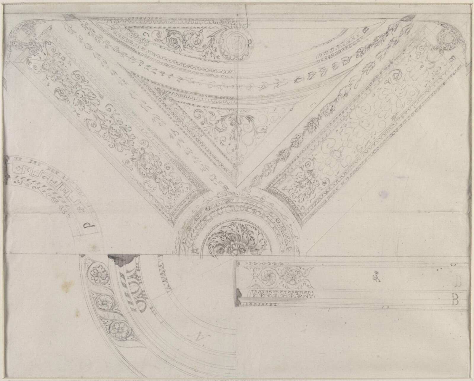Ceiling design with stylised foliage, 18th century to 19th century