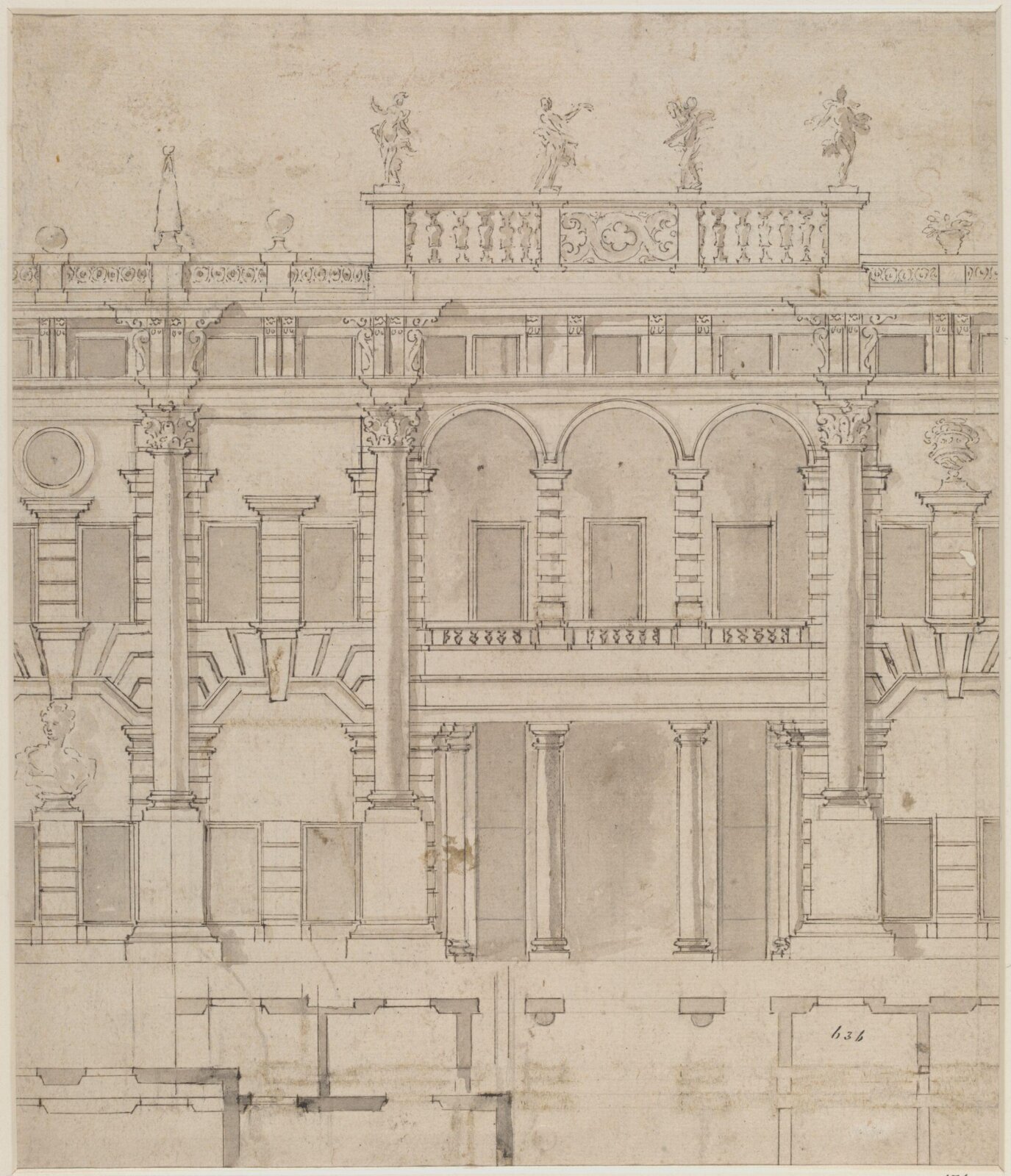 Design for a painted facade, 16th century