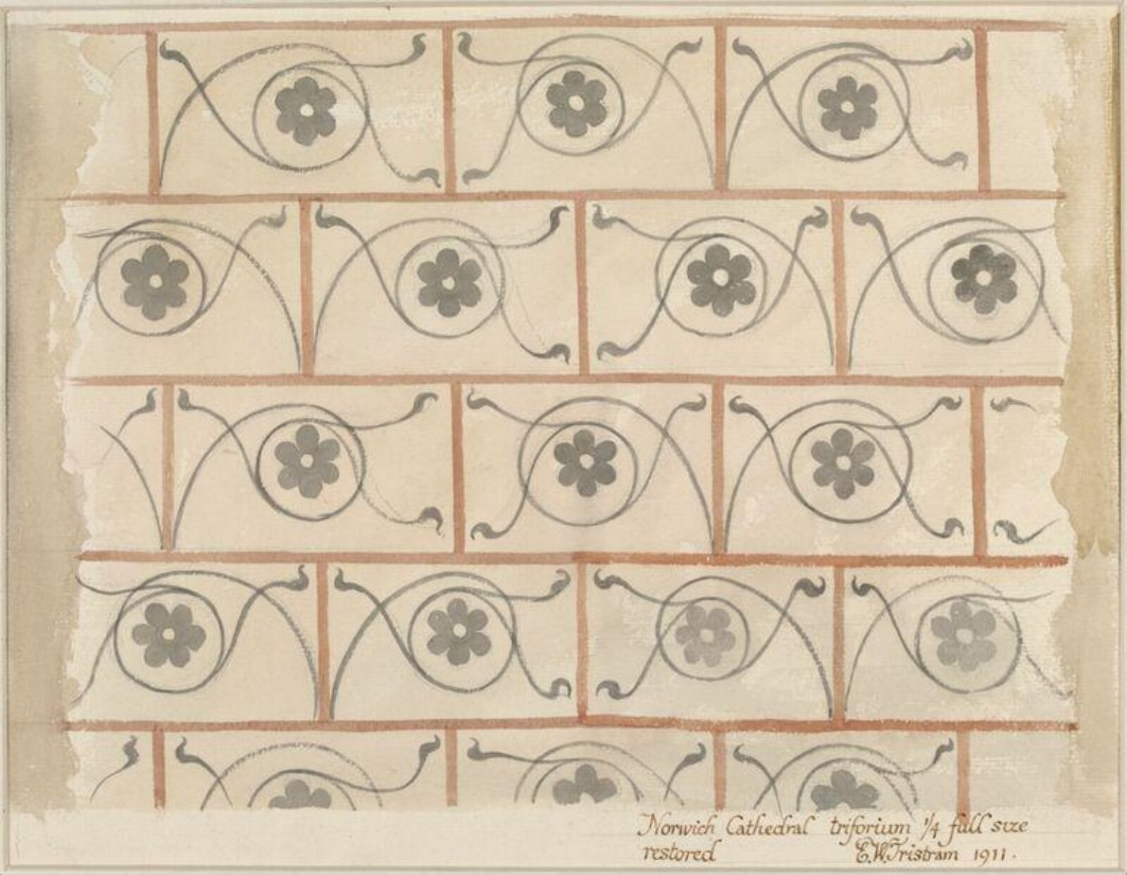 Watercolour drawing, Ernest William Tristram, 1911