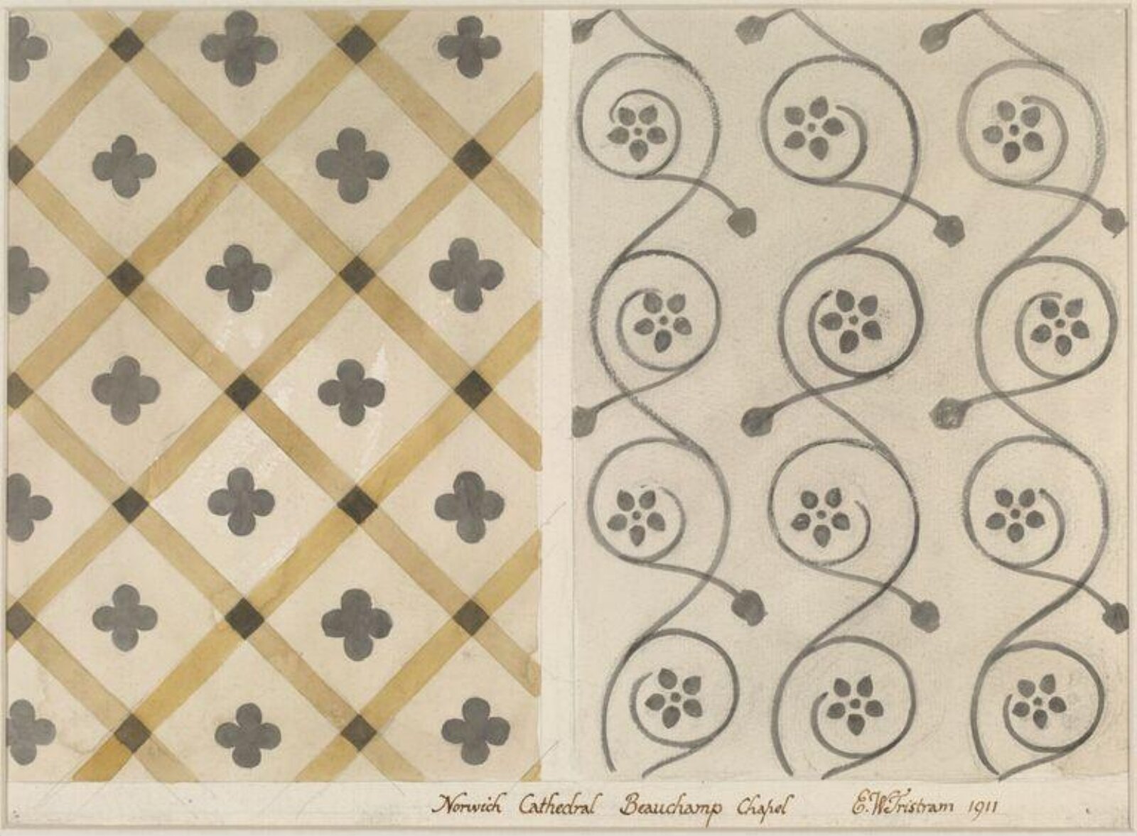 Watercolour drawing, Ernest William Tristram, 1911