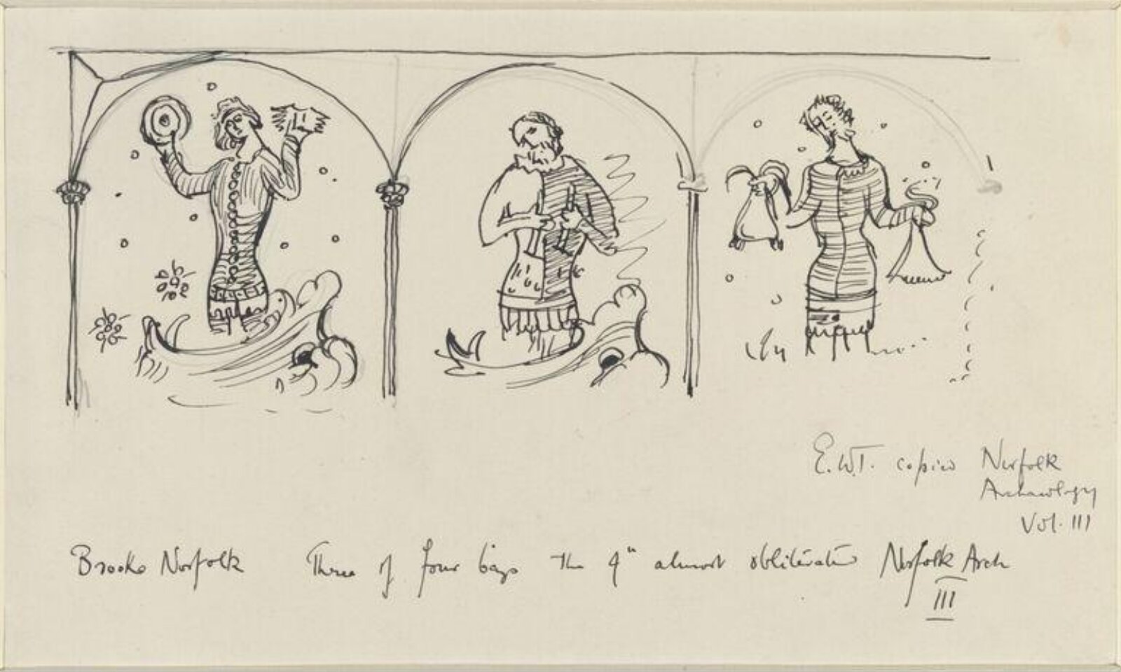 Drawing, Ernest William Tristram, early 20th century