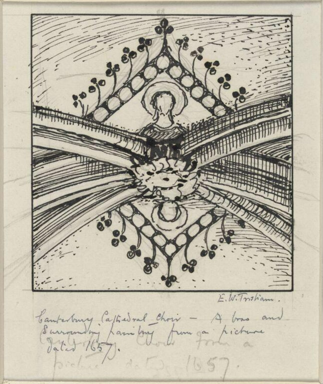 Drawing, Ernest William Tristram, early 20th century