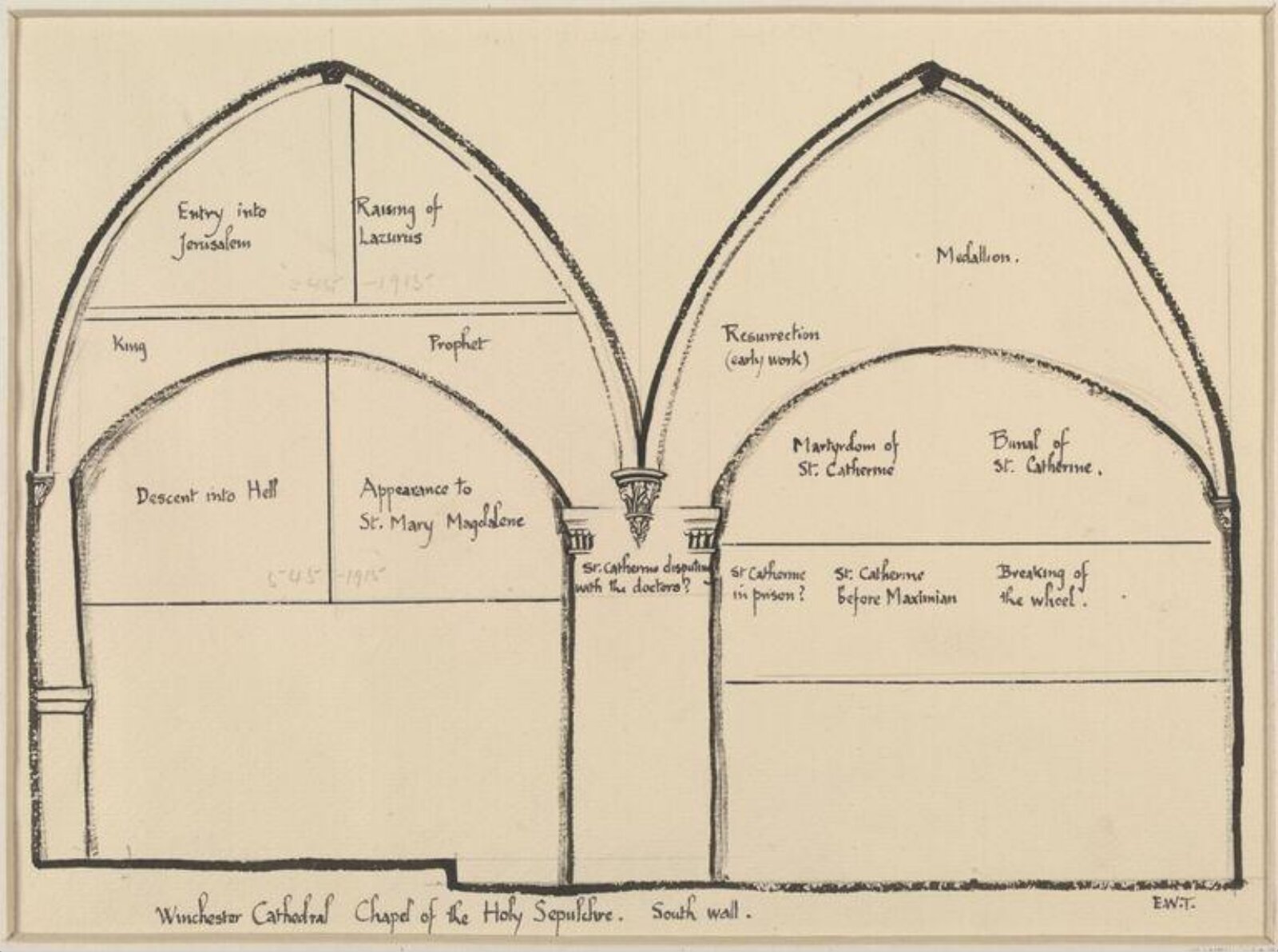 Drawing, Ernest William Tristram, early 20th century