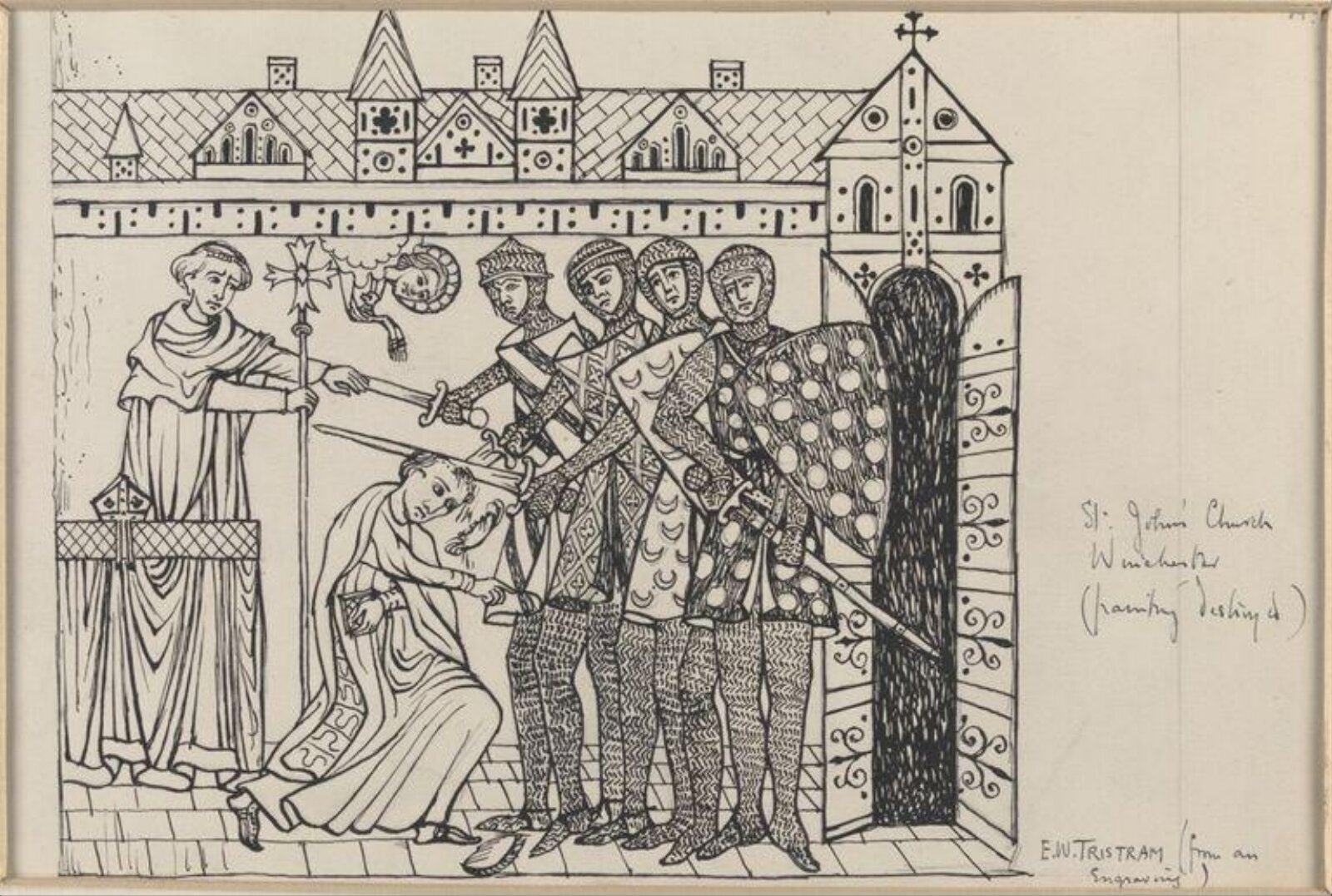 Drawing, Ernest William Tristram, early 20th century