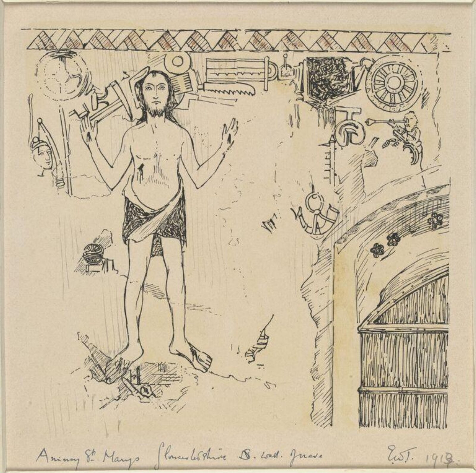 Drawing, Ernest William Tristram, 1913