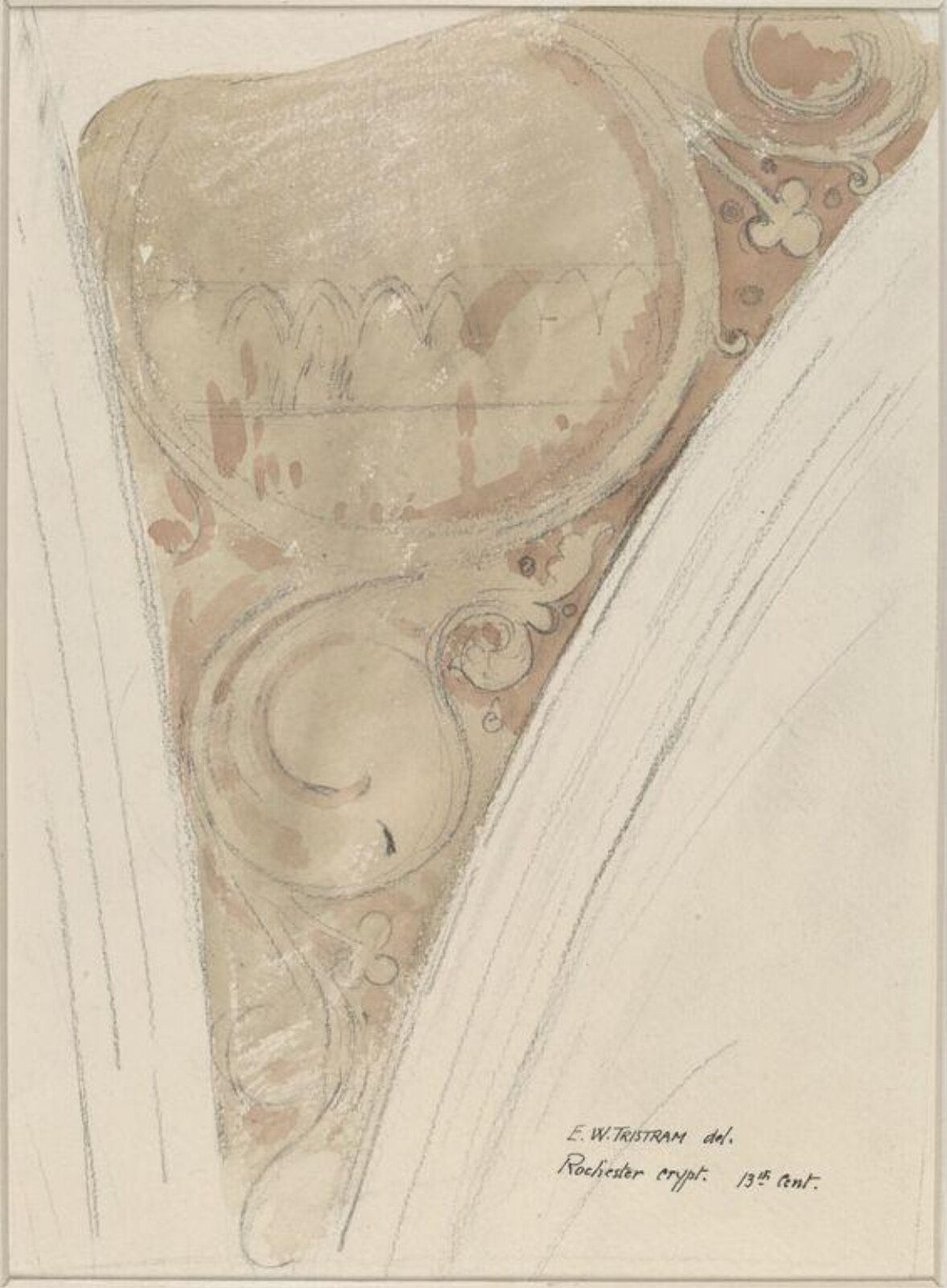 Watercolour drawing, Ernest William Tristram, 1923